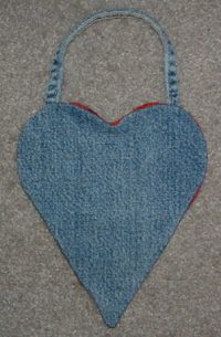 Recycled Denim Heart Purse Heart4