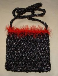 Spool Knitter & VCR Tape Red Fun Fur VCR Purse