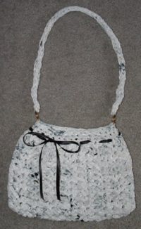 White Crocheted Plastic Hobo Purse White Hobo Purse
